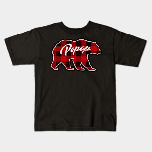 Red Plaid Pepop Bear Shirt Matching Pajama Family Kids T-Shirt